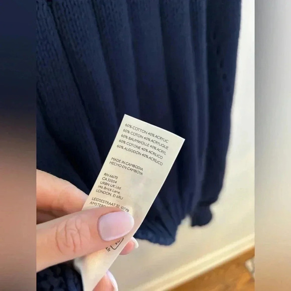 Free People Navy Cable Knit Sweater - Picture 8 of 9